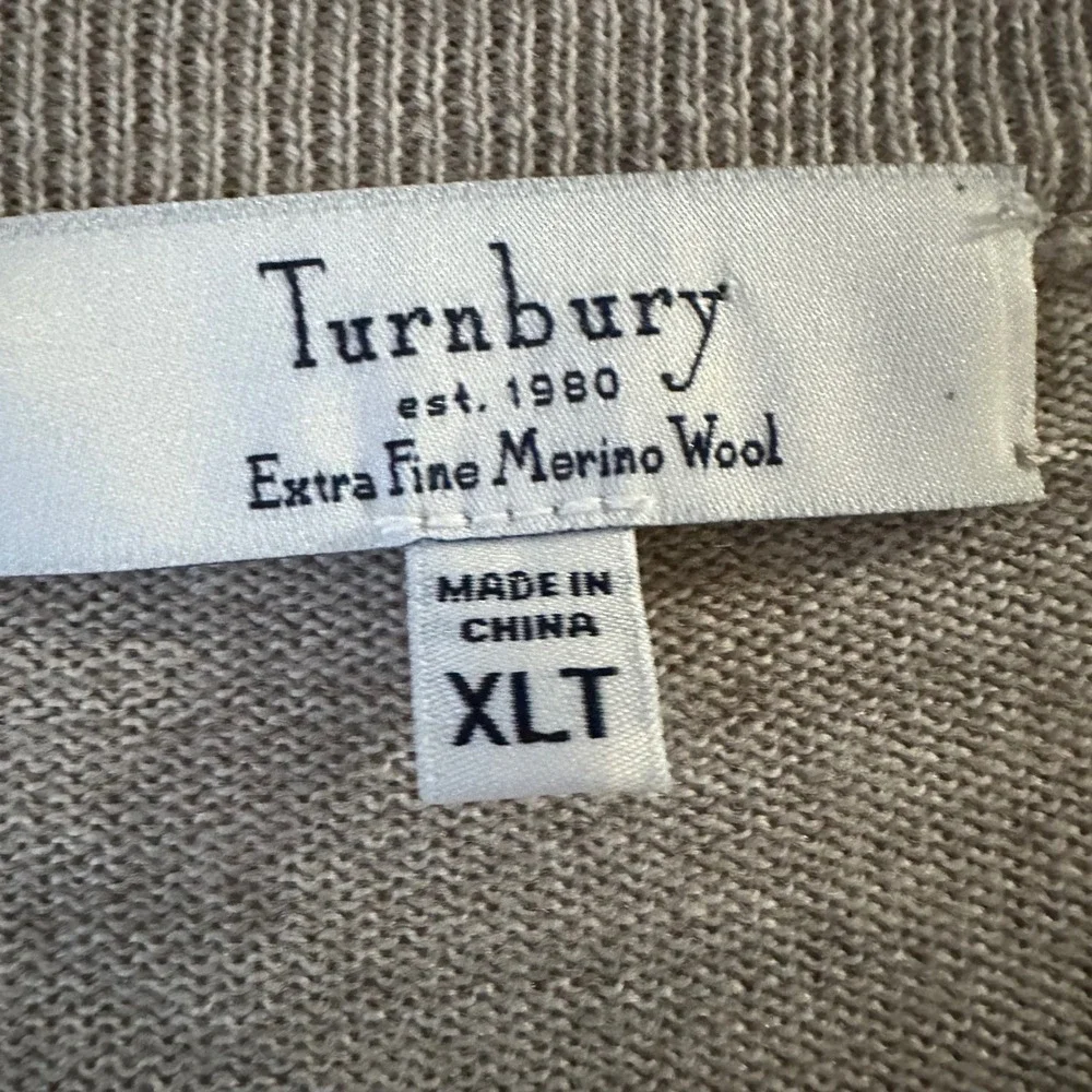 Turnbury Mens XLT Tan Extra Fine Merino Wool V-Neck Sweater Vest Tall